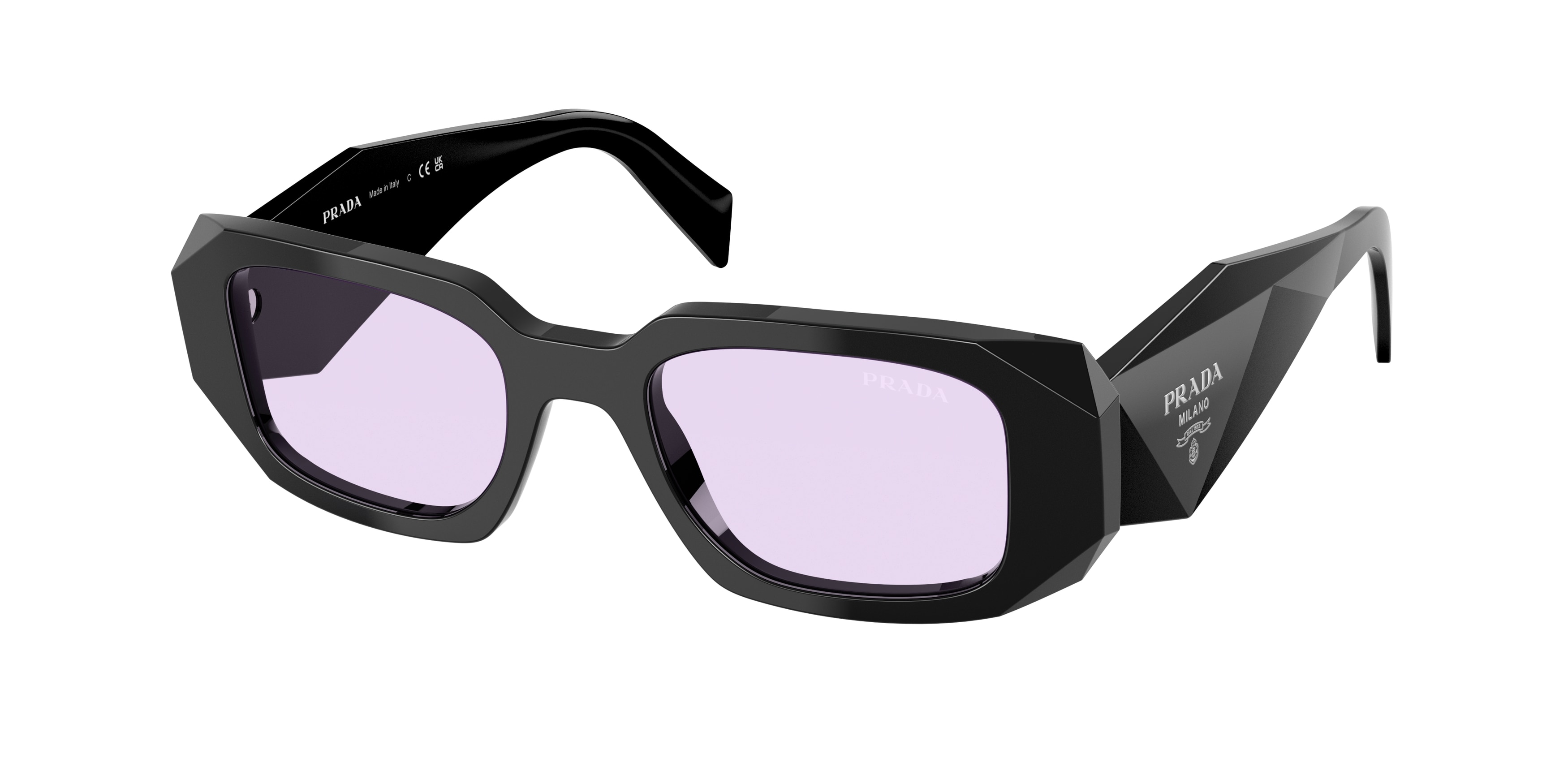 Prada Damen Pr 17WS 16K40J Sonnenbrillen Acetat Schwarz Violett Quadratisch Normal-image